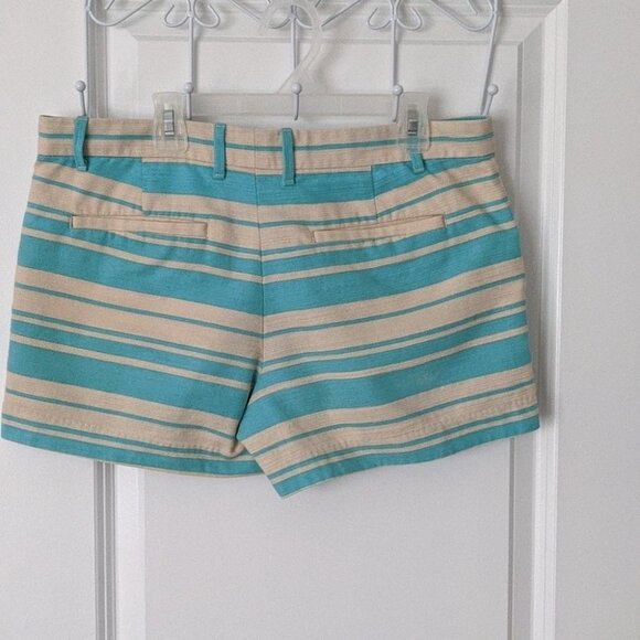 GAP Short Shorts  Hot Pants Turquoise and Tan Stripe Size 4 - Picture 2 of 6